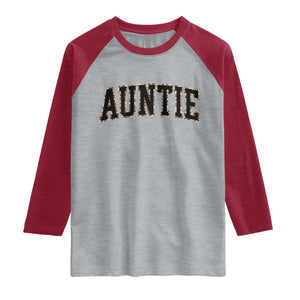 Auntie Raglan Shirt Retro Varsity New Aunt Letter Print TS10 Heather Gray Heather Red Print Your Wear