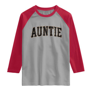Auntie Raglan Shirt Retro Varsity New Aunt Letter Print TS10 Sport Gray Red Print Your Wear