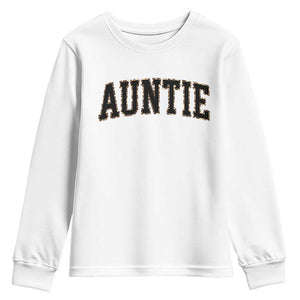 Auntie Youth Sweatshirt Retro Varsity New Aunt Letter Print TS10 White Print Your Wear