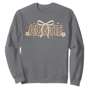 Leopard Auntie Sweatshirt Coquette Bow Cute Gift For Aunt TS10 Charcoal Print Your Wear