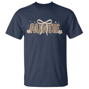 Leopard Auntie T Shirt Coquette Bow Cute Gift For Aunt TS10 Navy Print Your Wear