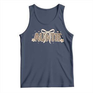 Leopard Auntie Tank Top Coquette Bow Cute Gift For Aunt TS10 Navy Print Your Wear