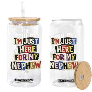Im Just Here For My Nephew Glass Can Trendy Aunts Letter Print Vintage TS10 Print Your Wear