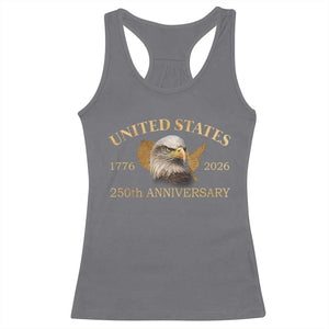 USA 250th Anniversary Racerback Tank Top American Map Patriotic 1776-2026 America 250 TS10 Charcoal Print Your Wear
