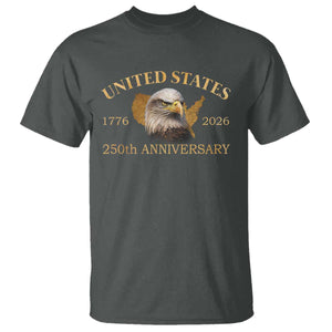 USA 250th Anniversary T Shirt American Map Patriotic 1776-2026 America 250 TS10 Dark Heather Print Your Wear