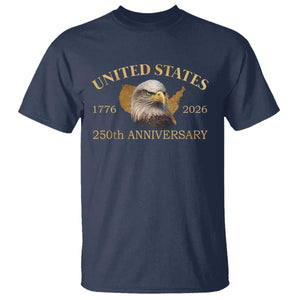 USA 250th Anniversary T Shirt American Map Patriotic 1776-2026 America 250 TS10 Navy Print Your Wear