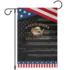 USA 250th Anniversary Garden Flag American Map Patriotic 1776-2026 America 250 TS10 Distressed Black Blue Print Your Wear