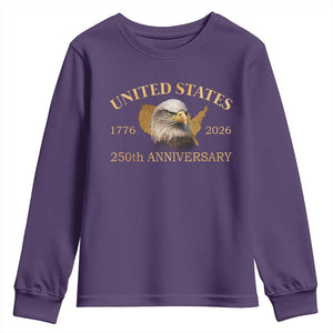 USA 250th Anniversary Youth Sweatshirt American Map Patriotic 1776-2026 America 250 TS10 Purple Print Your Wear