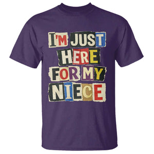 Im Just Here For My Niece T Shirt Trendy Aunts Letter Print Vintage TS10 Purple Print Your Wear