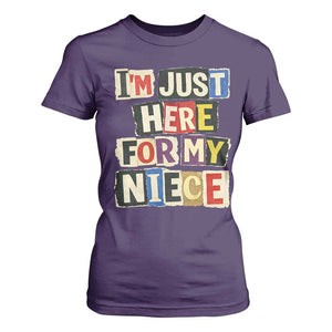 Im Just Here For My Niece T Shirt For Women Trendy Aunts Letter Print Vintage TS10 Purple Print Your Wear