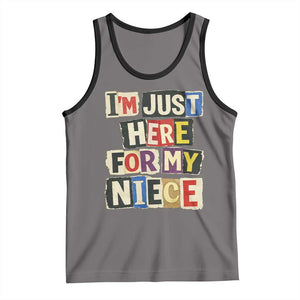 Im Just Here For My Niece Tank Top Trendy Aunts Letter Print Vintage TS10 Deep Heather Black Print Your Wear
