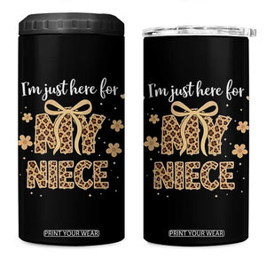 Im Just Here For My Niece 4 in 1 Can Cooler Tumbler Gift For Aunt From Niece Leopard TS10 One Size: 16 oz Black Print Your Wear