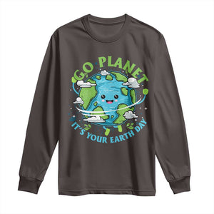 Earth Day Long Sleeve Shirt Save the Planet 2025 TS10 Dark Chocolate Print Your Wear