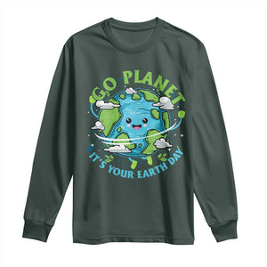 Earth Day Long Sleeve Shirt Save the Planet 2025 TS10 Dark Forest Green Print Your Wear