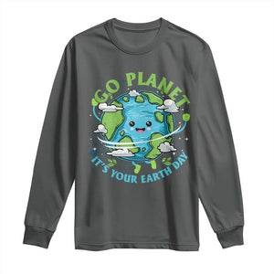 Earth Day Long Sleeve Shirt Save the Planet 2025 TS10 Dark Heather Print Your Wear