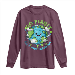 Earth Day Long Sleeve Shirt Save the Planet 2025 TS10 Maroon Print Your Wear
