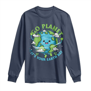 Earth Day Long Sleeve Shirt Save the Planet 2025 TS10 Navy Print Your Wear