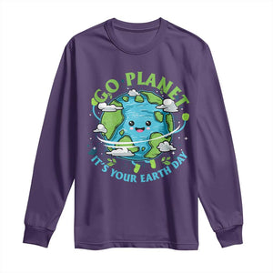Earth Day Long Sleeve Shirt Save the Planet 2025 TS10 Purple Print Your Wear