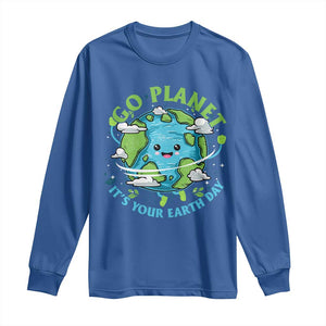 Earth Day Long Sleeve Shirt Save the Planet 2025 TS10 Royal Blue Print Your Wear