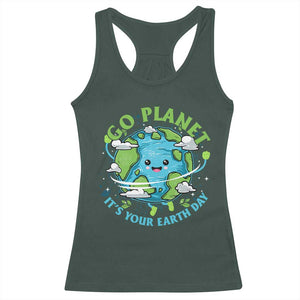 Earth Day Racerback Tank Top Save the Planet 2025 TS10 Dark Forest Green Print Your Wear