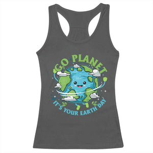 Earth Day Racerback Tank Top Save the Planet 2025 TS10 Dark Heather Print Your Wear