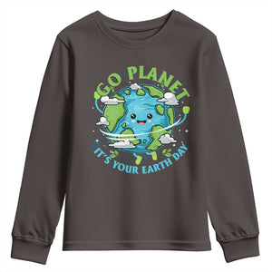 Earth Day Youth Sweatshirt Save the Planet 2025 TS10 Dark Chocolate Print Your Wear