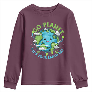 Earth Day Youth Sweatshirt Save the Planet 2025 TS10 Maroon Print Your Wear