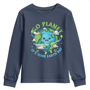 Earth Day Youth Sweatshirt Save the Planet 2025 TS10 Navy Print Your Wear