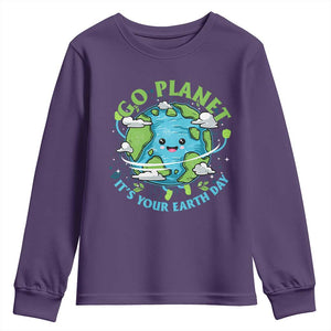Earth Day Youth Sweatshirt Save the Planet 2025 TS10 Purple Print Your Wear