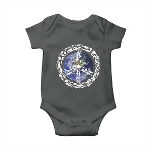 Earth Day Baby Onesie Save the Planet Peace Sign Positive Vibes TS10 Dark Heather Print Your Wear