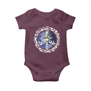 Earth Day Baby Onesie Save the Planet Peace Sign Positive Vibes TS10 Maroon Print Your Wear