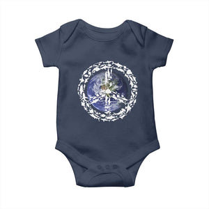 Earth Day Baby Onesie Save the Planet Peace Sign Positive Vibes TS10 Navy Print Your Wear