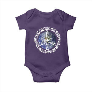 Earth Day Baby Onesie Save the Planet Peace Sign Positive Vibes TS10 Purple Print Your Wear
