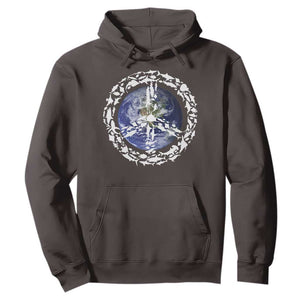 Earth Day Hoodie Save the Planet Peace Sign Positive Vibes TS10 Dark Chocolate Print Your Wear