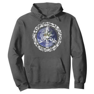 Earth Day Hoodie Save the Planet Peace Sign Positive Vibes TS10 Dark Heather Print Your Wear