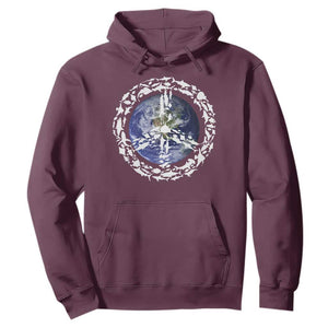 Earth Day Hoodie Save the Planet Peace Sign Positive Vibes TS10 Maroon Print Your Wear