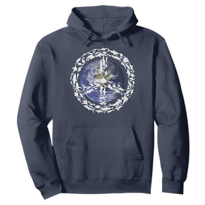 Earth Day Hoodie Save the Planet Peace Sign Positive Vibes TS10 Navy Print Your Wear