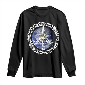 Earth Day Long Sleeve Shirt Save the Planet Peace Sign Positive Vibes TS10 Black Print Your Wear