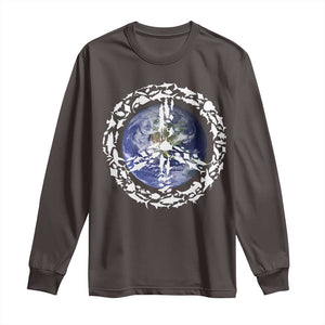 Earth Day Long Sleeve Shirt Save the Planet Peace Sign Positive Vibes TS10 Dark Chocolate Print Your Wear