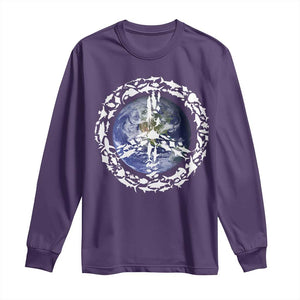 Earth Day Long Sleeve Shirt Save the Planet Peace Sign Positive Vibes TS10 Purple Print Your Wear