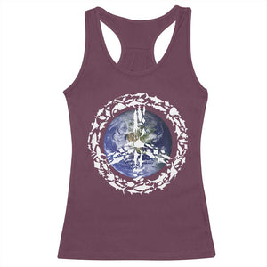Earth Day Racerback Tank Top Save the Planet Peace Sign Positive Vibes TS10 Maroon Print Your Wear