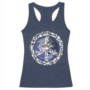 Earth Day Racerback Tank Top Save the Planet Peace Sign Positive Vibes TS10 Navy Print Your Wear