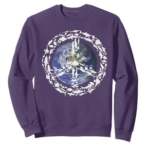 Earth Day Sweatshirt Save the Planet Peace Sign Positive Vibes TS10 Purple Print Your Wear