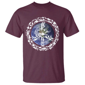 Earth Day T Shirt Save the Planet Peace Sign Positive Vibes TS10 Maroon Print Your Wear