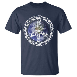 Earth Day T Shirt Save the Planet Peace Sign Positive Vibes TS10 Navy Print Your Wear