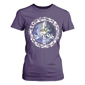 Earth Day T Shirt For Women Save the Planet Peace Sign Positive Vibes TS10 Purple Print Your Wear