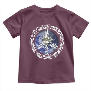Earth Day Toddler T Shirt Save the Planet Peace Sign Positive Vibes TS10 Maroon Print Your Wear