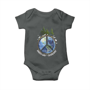 Earth Day Baby Onesie Everyday Peace Sign Positive Vibes TS10 Dark Heather Print Your Wear