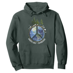 Earth Day Hoodie Everyday Peace Sign Positive Vibes TS10 Dark Forest Green Print Your Wear