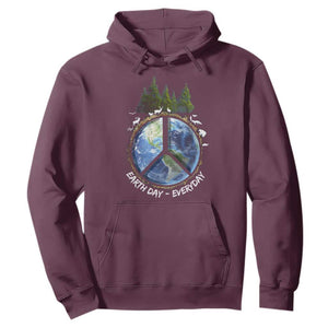 Earth Day Hoodie Everyday Peace Sign Positive Vibes TS10 Maroon Print Your Wear